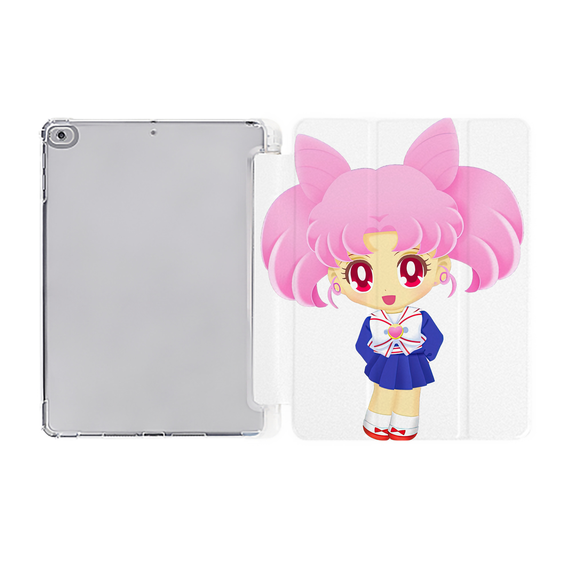 （画像用） 美少女戦士セーラームーン ちびうさ Sailor Moon Chibiusa Tsukino Usagi Small Lady Serenity IPad ケース ペン収納付き 三つ折りスタンド PUレザー×シリコン 対応機種9.5/10.5/10.9インチ